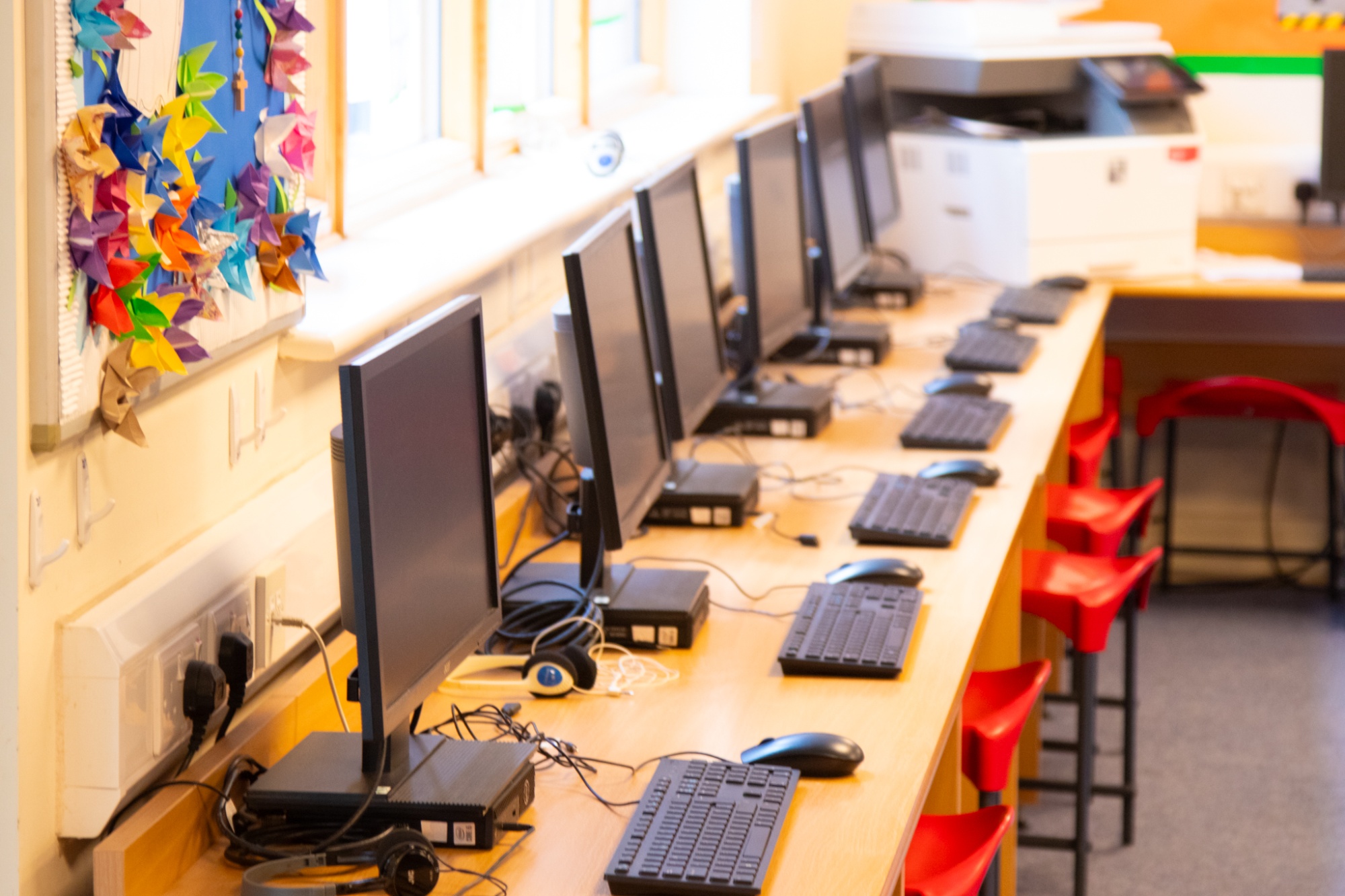 A row of computers.